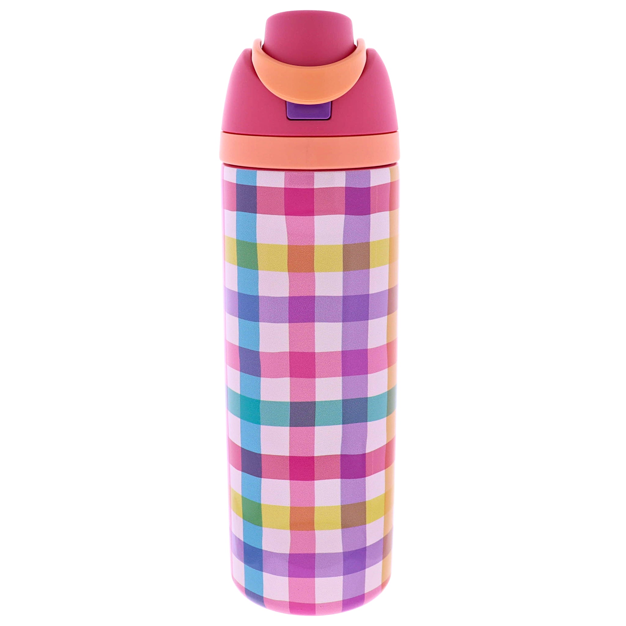 Gingham 24 Oz. Water Bottle With Straw Cap